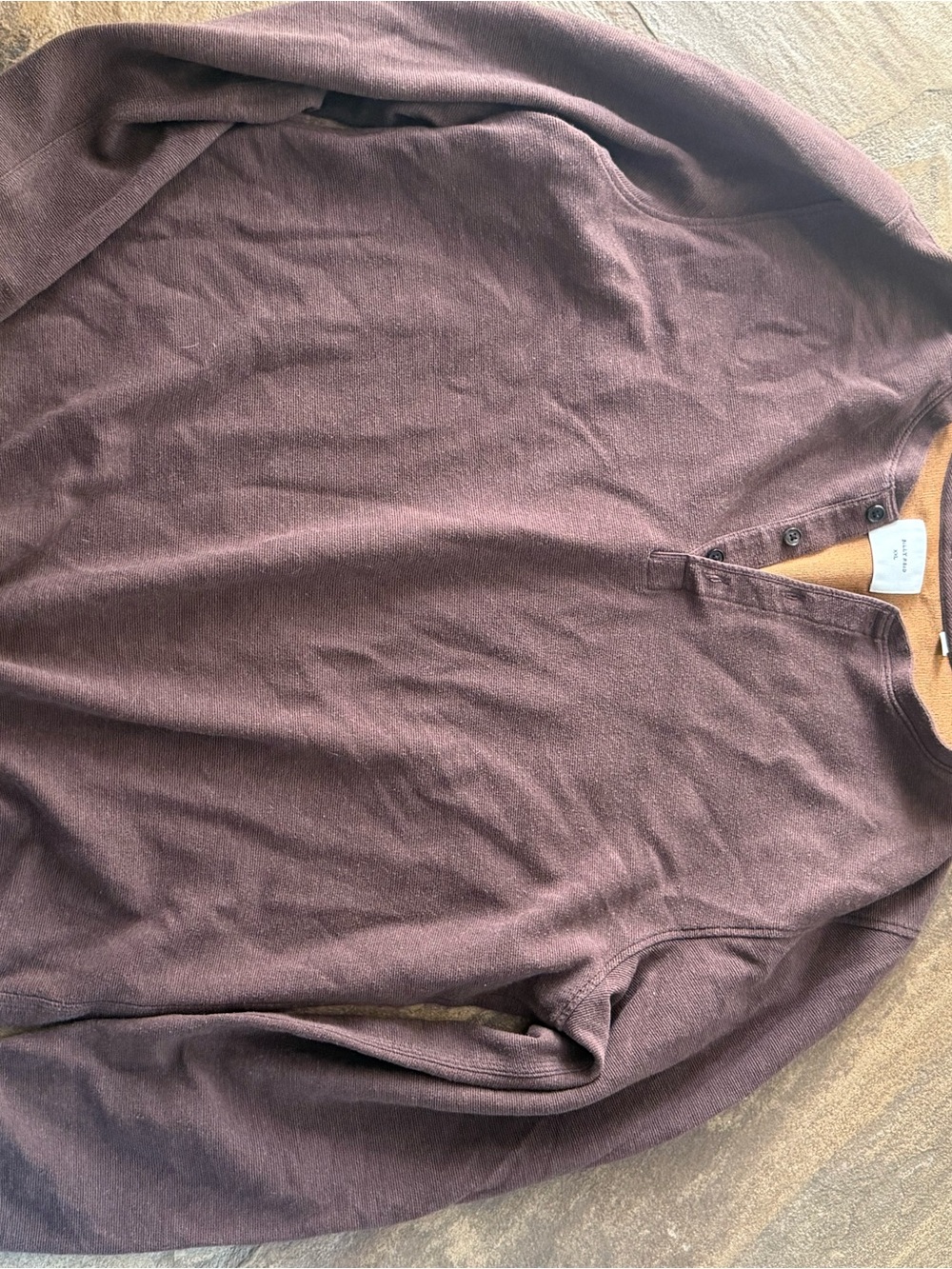 Billy Reid XXL Espresso Brown Waffle Knit Long Sleeve Henley Shirt